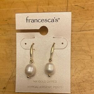 Francesca's Collections 14k Gold dipped fresh water Pearl Earrings NWT